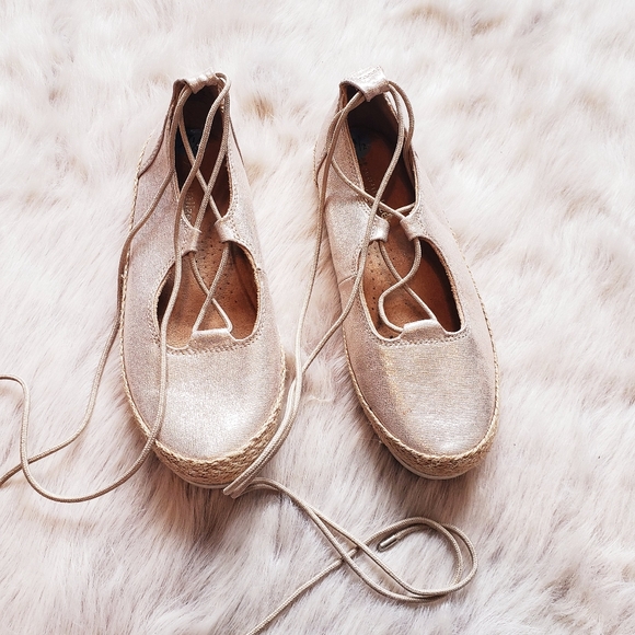 gold lace up espadrilles